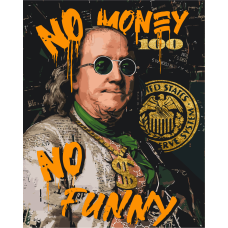 Картина за номерами Франклін. No money no funny. Золоті фарби 40*50 см Орігамі LW 3284