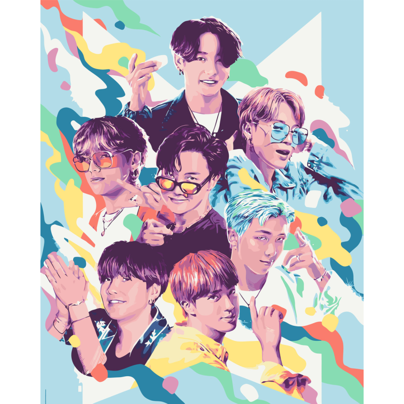 Картина за номерами Аніме, K-Pop, BTS (БТС) 40*50 см Орігамі LW 3288