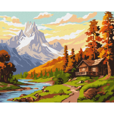 Картина за номерами Гірський будинок. Пейзаж 40*50 см Ідейка KHO 6339