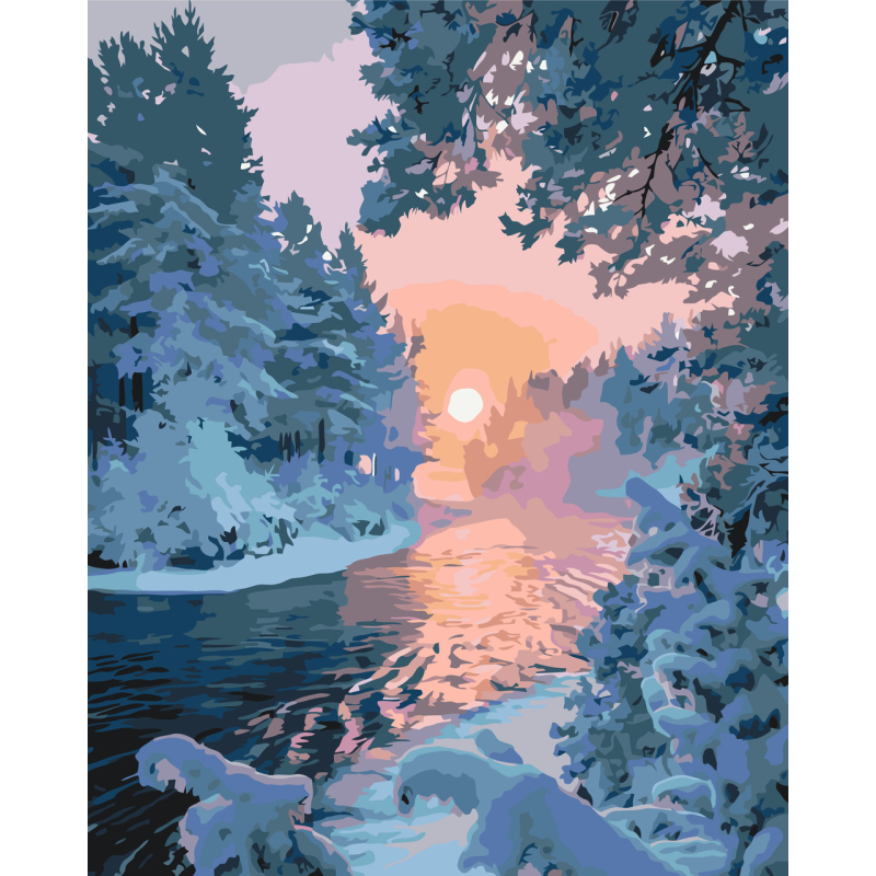 Картина за номерами Зимовий пейзаж 40*50 см Origami LW3096
