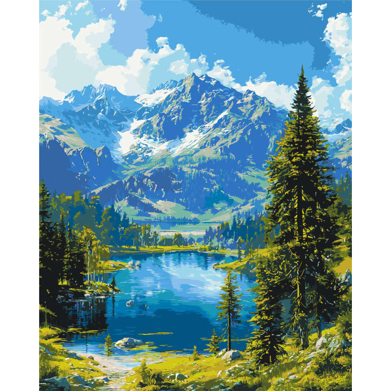 Картина за номерами Пейзаж. Гірський спокій 40*50 см Орігамі LW 30990