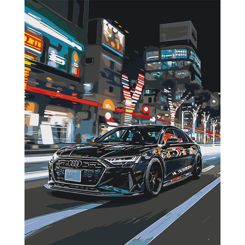 Картина за номерами Авто. Чорна ауді  40*50 см Орігамі LW 3402