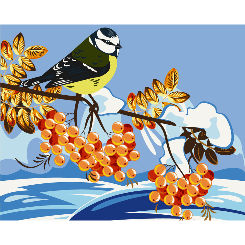 Картина за номерами Зимові птахи на гілці 40*50 см Art Craft 11529-AC