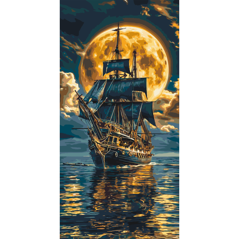 Картина за номерами Пейзаж. Корабель у морі 40*80 см Орігамі LW 5108