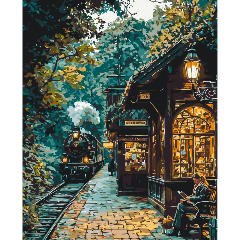 Картина за номерами В очікуванні потягу. Пейзаж 40*50 см Орігамі LW 3494