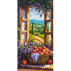 Картина за номерами Пейзаж. Фруктовий кошик 40*80 см Орігамі LW 5133