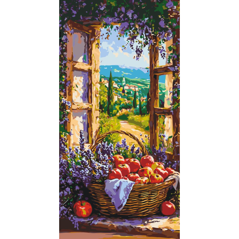 Картина за номерами Пейзаж. Фруктовий кошик 40*80 см Орігамі LW 5133