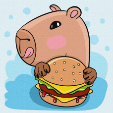 Картина за номерами Для дітей. Капібара з бургером 30*30 см Ідейка KHO 1276