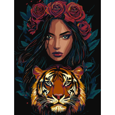 Картина за номерами Дівчина з тигром 30*40 см Ідейка KHO 8481