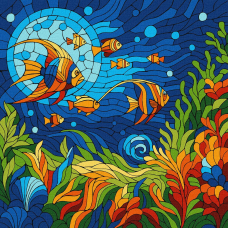 Картина за номерами Морський світ. Вітраж 30*30 см Ідейка KHO 5171
