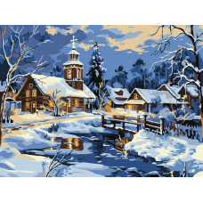 Картина за номерами Пейзаж. Зимове містечко 30*40 см Ідейка KHO 6425