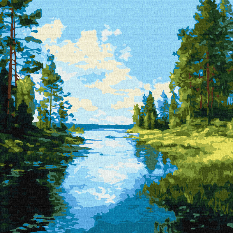 Картина за номерами Лісовий пейзаж 40*40 см Ідейка KHO 6408 Картина за номерами Лісовий пейзаж 40*40 см Ідейка KHO 6408
