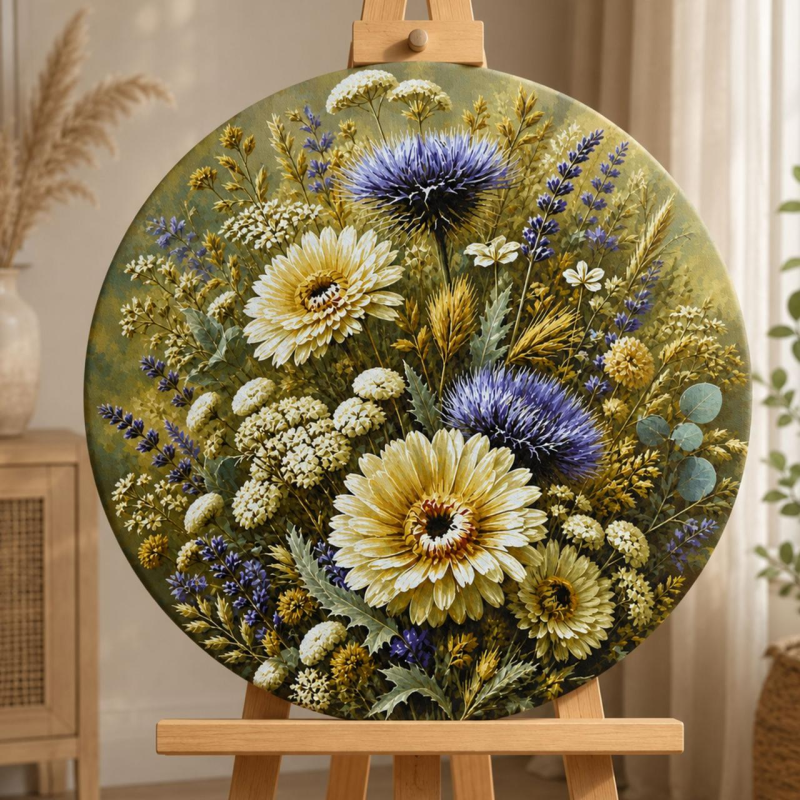Картина за номерами Ø50 см Квіти. Польовий букет © Орігамі OR 2012