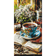 Картина за номерами Натюрморт. Історії за чашкою кави © 40*80 см Орігамі LW 5237