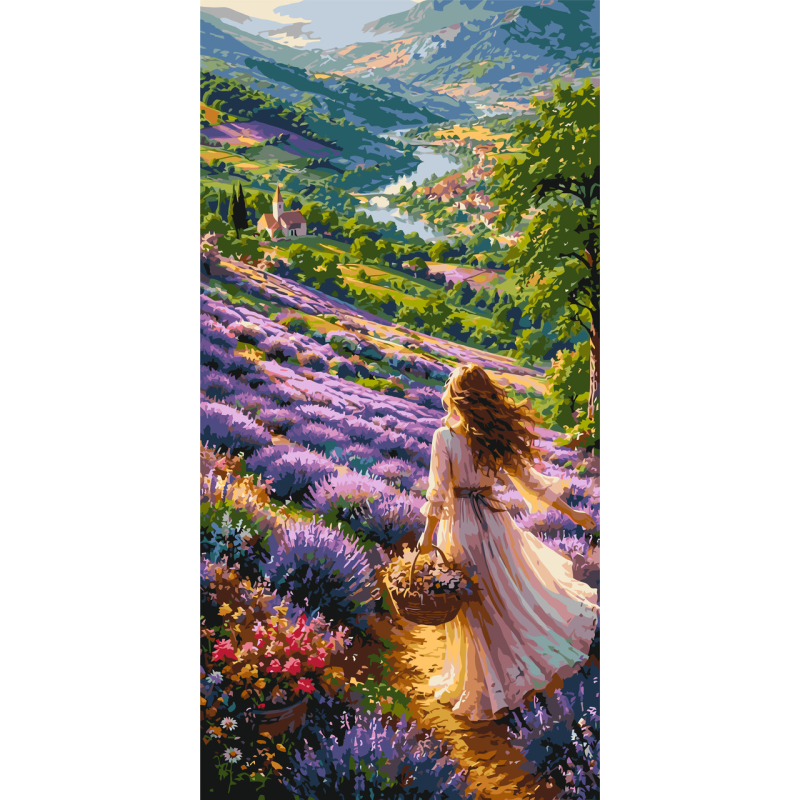 Картина за номерами   Пейзаж. Дівчина серед лаванди. люди © 40*80 см Орігамі LW 5236
