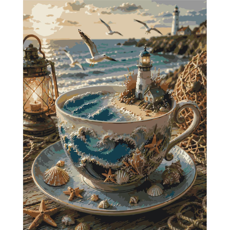 Картина за номерами Пейзаж. Море у чашці © 40*50 см Орігамі LW 3046-01 Картина за номерами Пейзаж. Море у чашці © 40*50 см Орігамі LW 3046-01