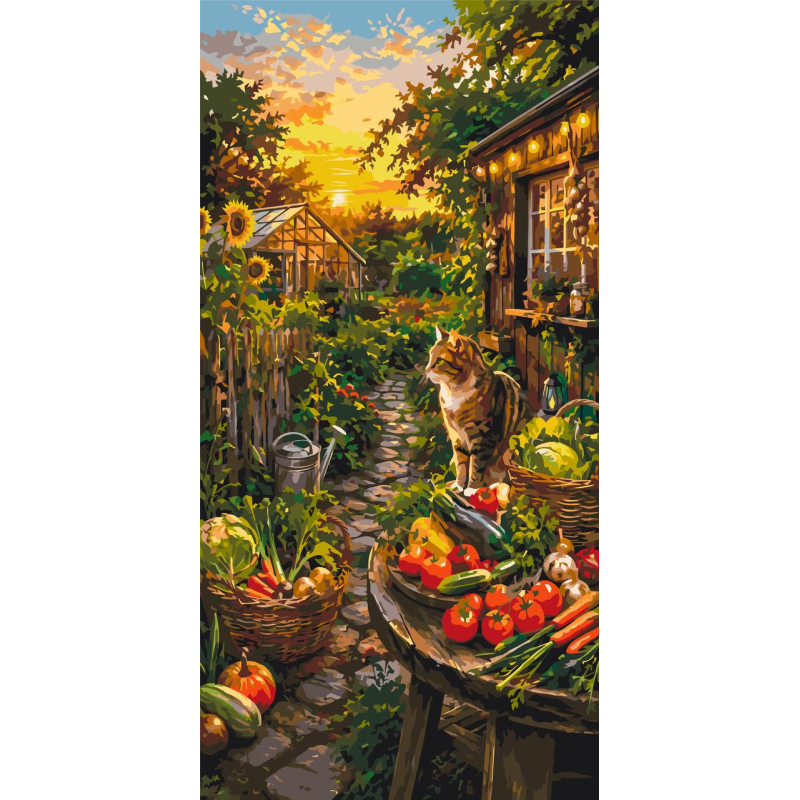 Картина за номерами Пейзаж. Затишок сільського дворика © 40*80 см Орігамі LW 5209-01