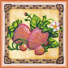 Набір-міні для вишивання бісером на художньому полотні "Стигла полуниця"