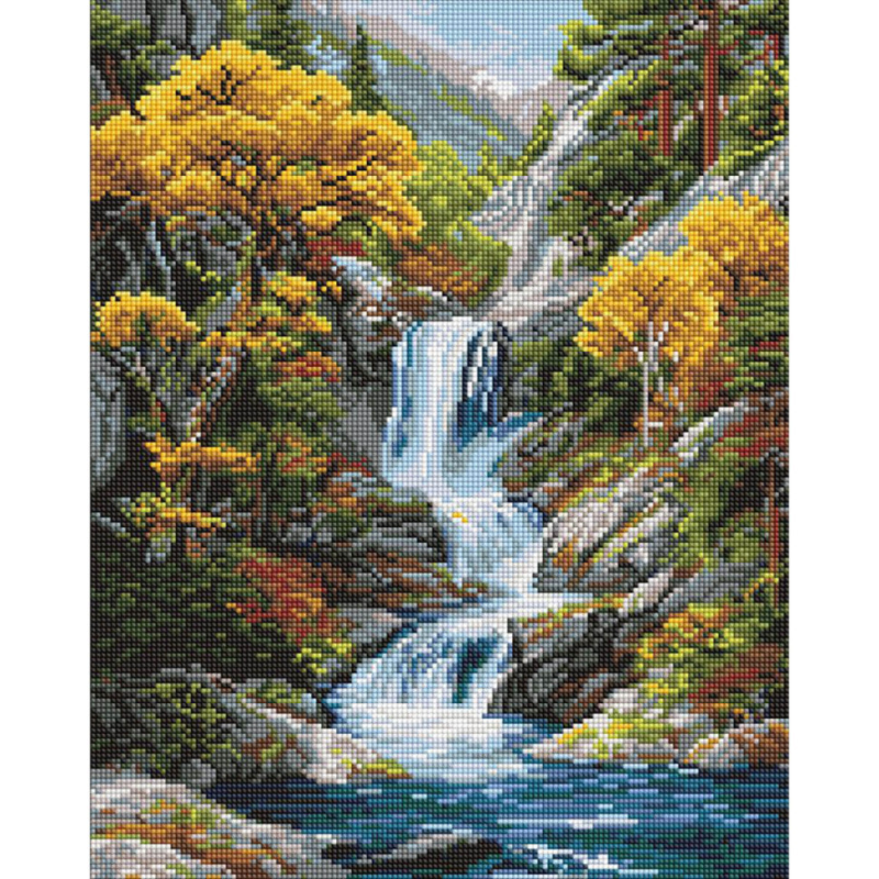 Алмазна мозаїка “Під водоспадом осені“, 40х50 см