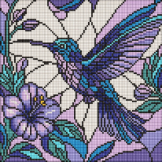 Алмазна мозаїка “Вітраж. Колібрі“ ©art_selena_ua, 30х30 см