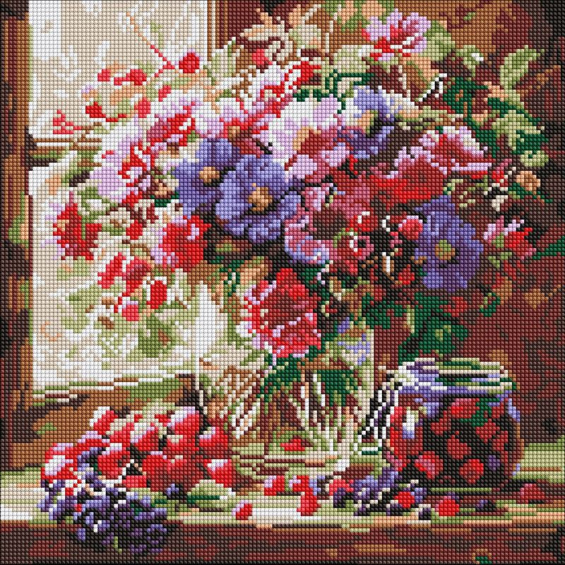 Алмазна мозаїка “Букет і фрукти“ ©art_selena_ua AMO8314, 40х40 см