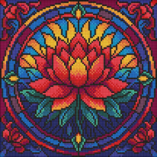 Алмазна мозаїка “Вітраж. Лотос“ ©art_selena_ua, 30х30 см