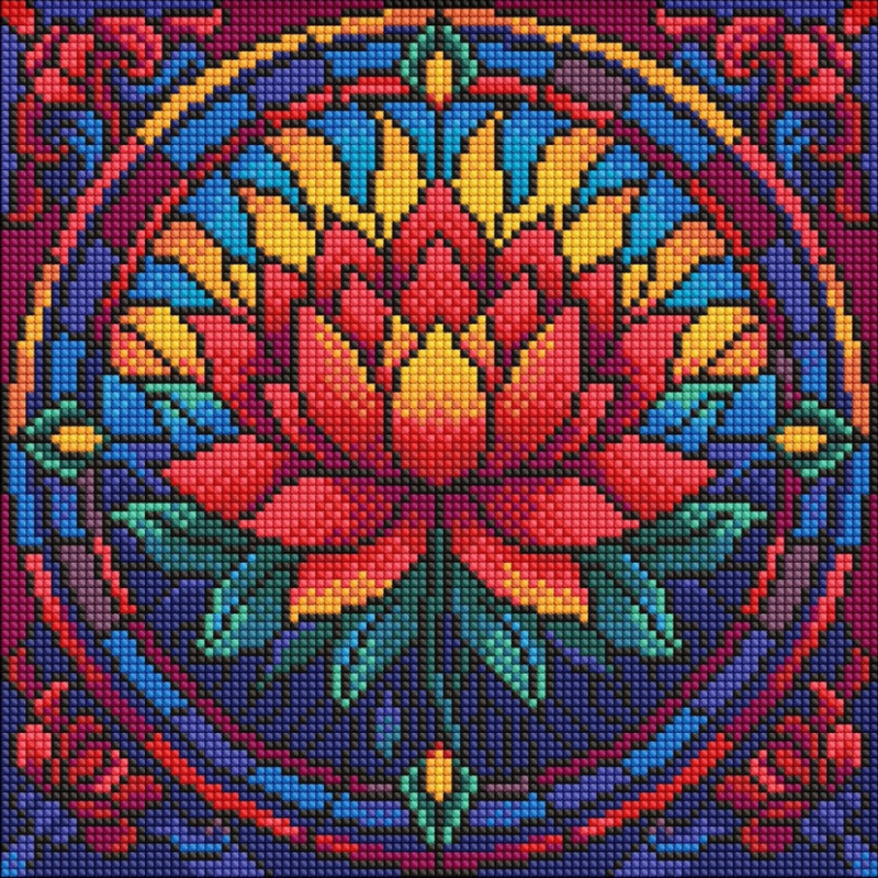 Алмазна мозаїка “Вітраж. Лотос“ ©art_selena_ua, 30х30 см