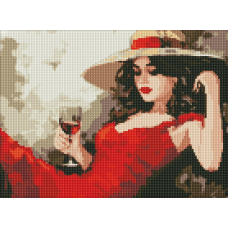 Алмазна мозаїка/вишивка Дівчина в капелюсі 30*40 см Ідейка AMO 7891