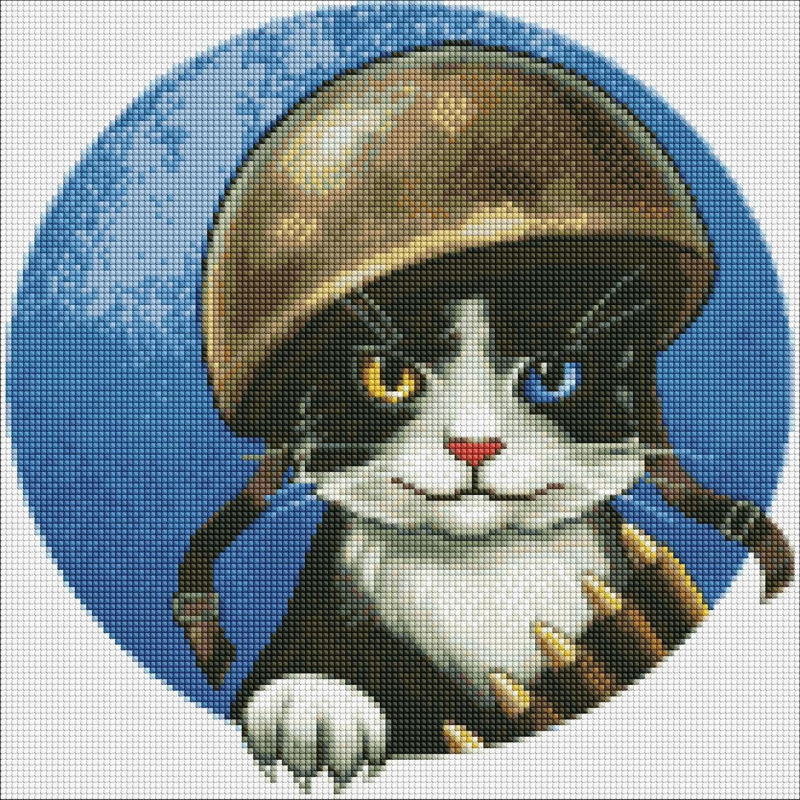 Алмазна мозаїка/вишивка Тварини. Войовничий котик 40*40 см Ідейка AMO 7591
