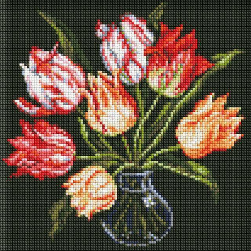Алмазна мозаїка без підрамника Витончені тюльпани ©kovtun_olga_art