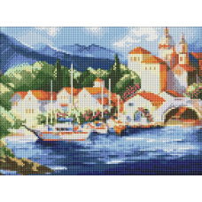 Алмазна мозаїка/вишивка Гірське містечко 30*40 см Ідейка AMO 7913