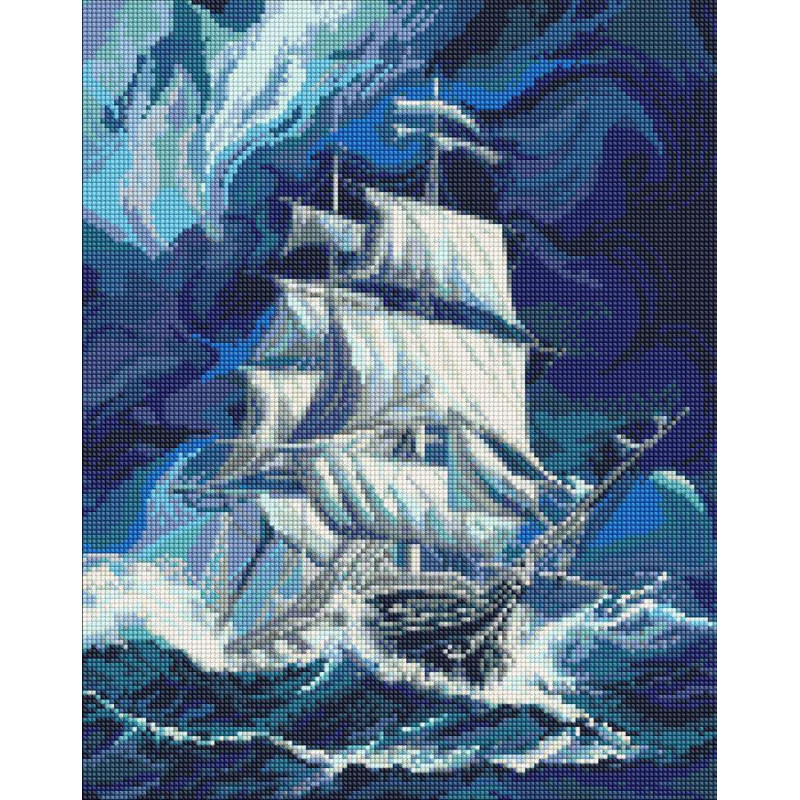 Алмазна мозаїка/вишивка Вітрильник у штормі. Море. Кораблі 40*50 см Ідейка AMO 20203