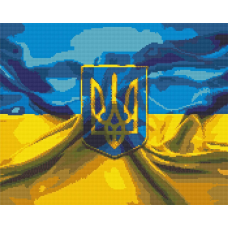 Алмазна мозаїка/вишивка Український сюжет. Герб та прапор України 40*50 см Орігамі OD 3179