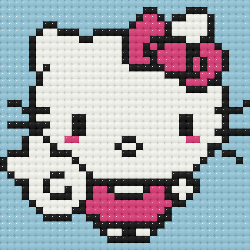 Алмазна мозаїка/вишивка міні. Hello Kitty (Хелоу Кітті)  10*10 см Орігамі ODM 0111