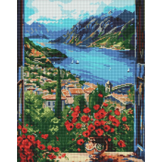 Алмазна мозаїка/вишивка Гірське містечко 40*50 см Ідейка AMO 8095