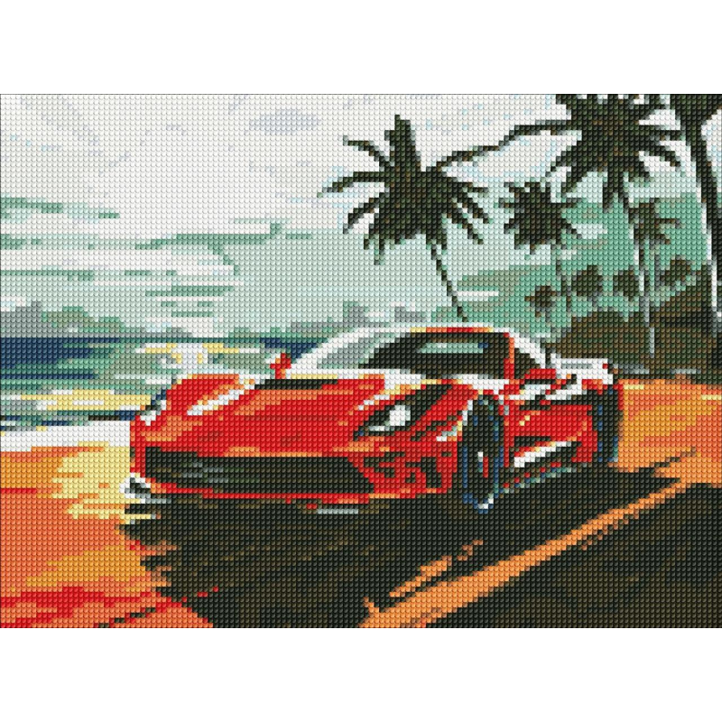 Алмазна мозаїка/вишивка Червоне авто 30*40 см Ідейка AMO 8176
