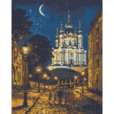Алмазна мозаїка/вишивка Вечірній Київ 40*50 см Орігамі OD 3473