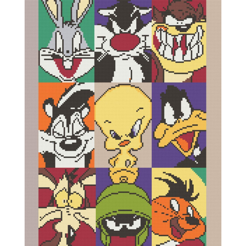 Алмазна мозаїка/вишивка Герої Looney Tunes  40*50 см Орігамі OD 6008