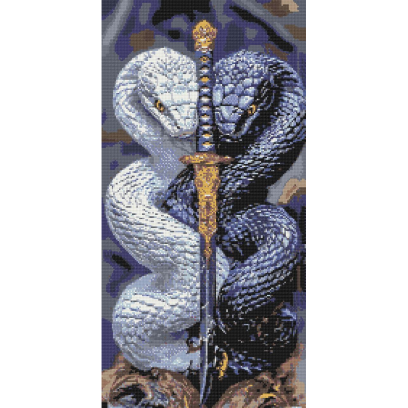 Алмазна мозаїка/вишивка Стражі меча (змії) 40*80 см Орігамі OD 5136