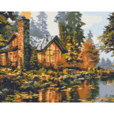 Алмазна мозаїка/вишивка Будинок біля річки 40*50 см Орігамі OD 31710