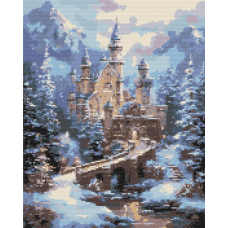 Алмазна мозаїка/вишивка Пейзаж. Зимовий замок 40*50 см Орігамі OD 3553