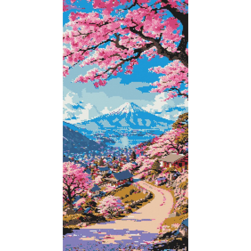 Алмазна мозаїка/вишивка Краса японської сакури 40*80 см Орігамі OD 5141