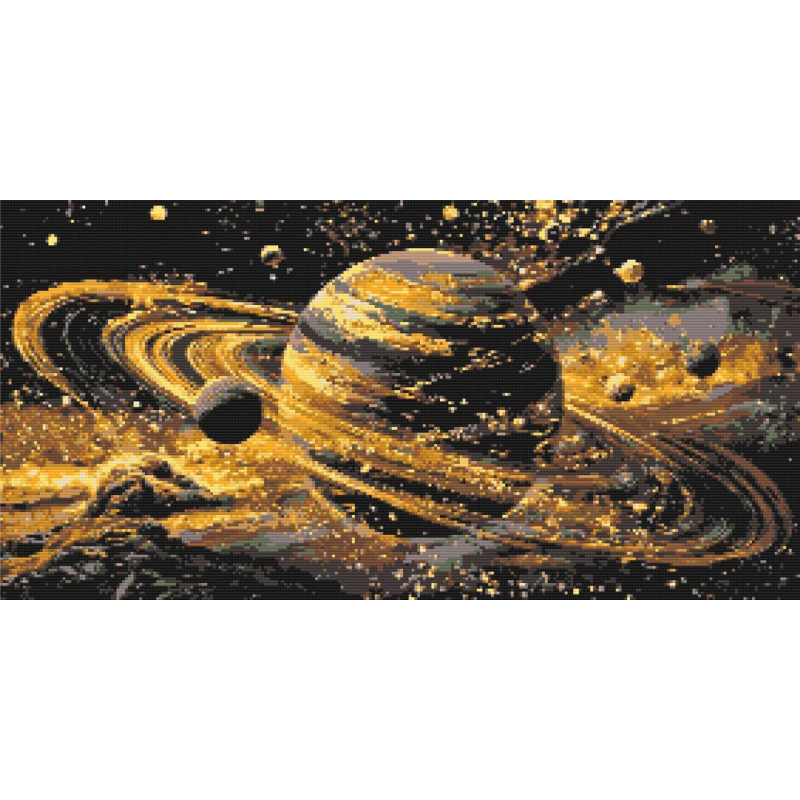 Алмазна мозаїка/вишивка Космос. Сяйво планет 40*80 см Орігамі OD 5188