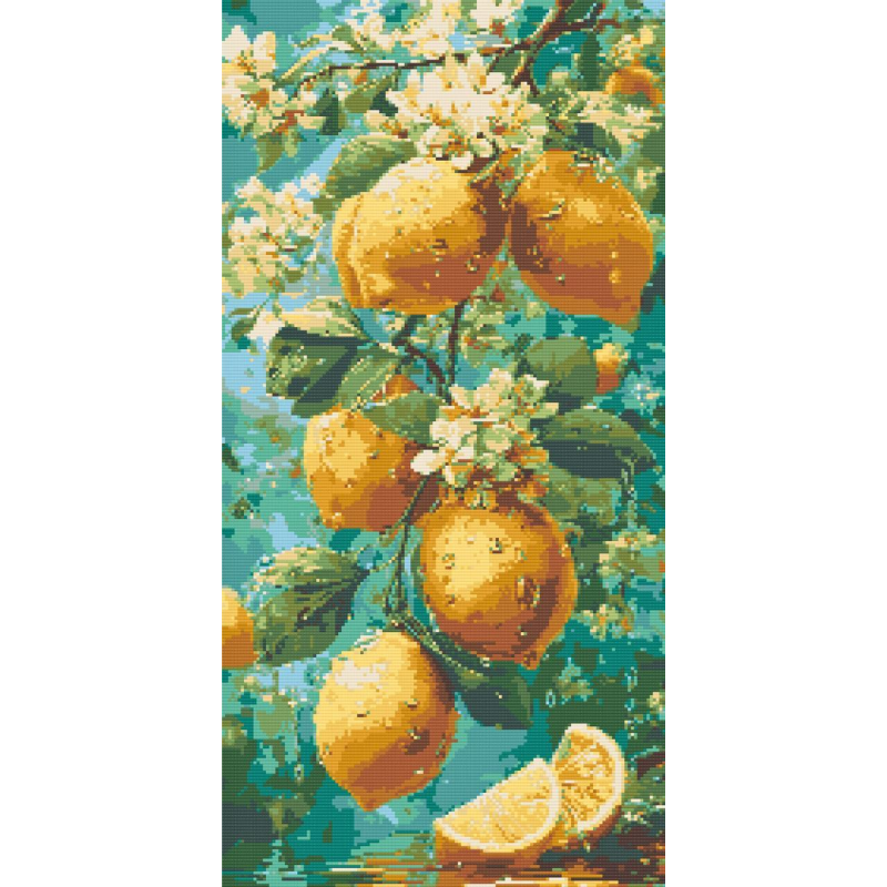 Алмазна мозаїка/вишивка Натюрморт. Лимонний сад 40*80 см Орігамі OD 5198