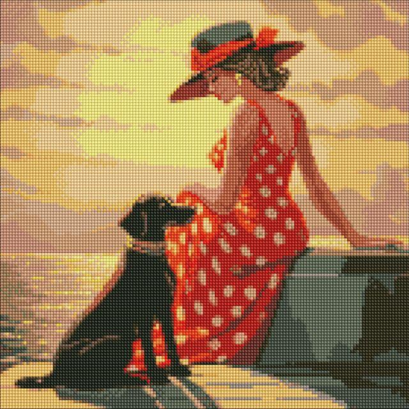 Алмазна мозаїка Ранкова прогулянка з голограмними стразами (AB) ©art_selena_ua