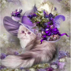 Алмазна мозаїка на підрамнику Кішечка в капелюшку