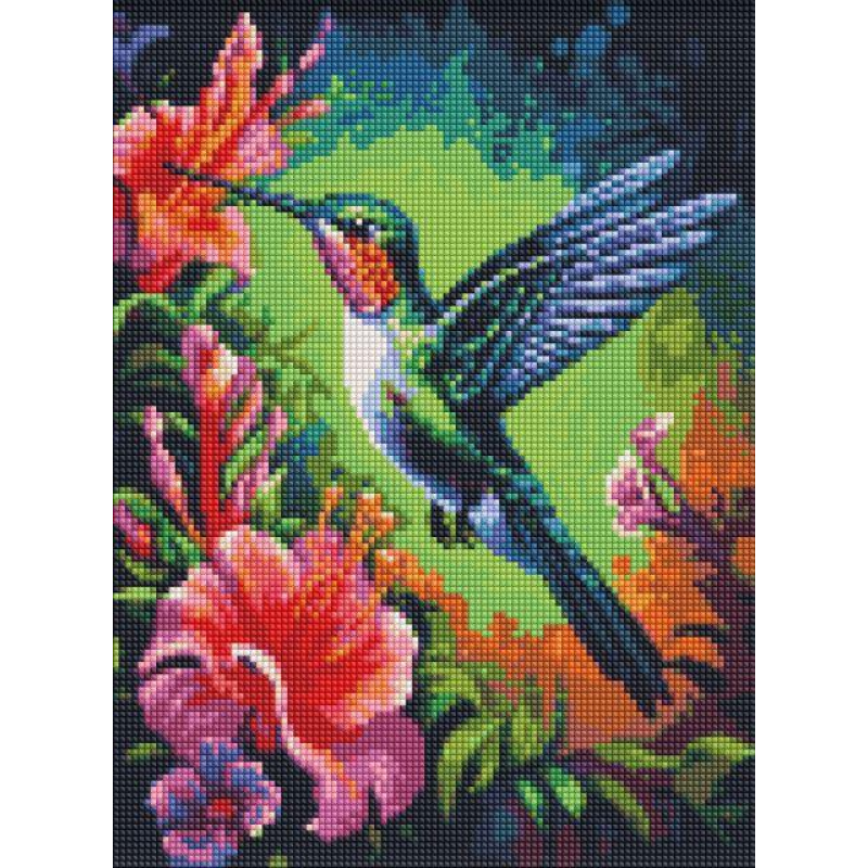 Алмазна мозаїка Витончена колібрі з голограмними стразами (AB) ©art_selena_ua
