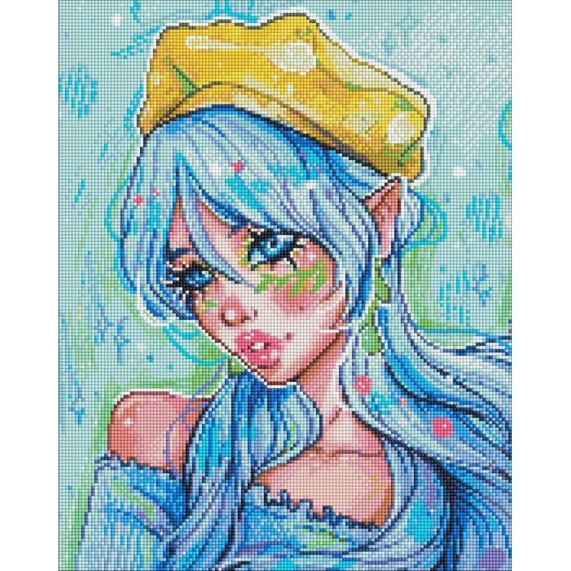 Алмазна мозаїка “Блакитноока модниця“ ©nila_art_art AMO7606 40х50 см Ідейка