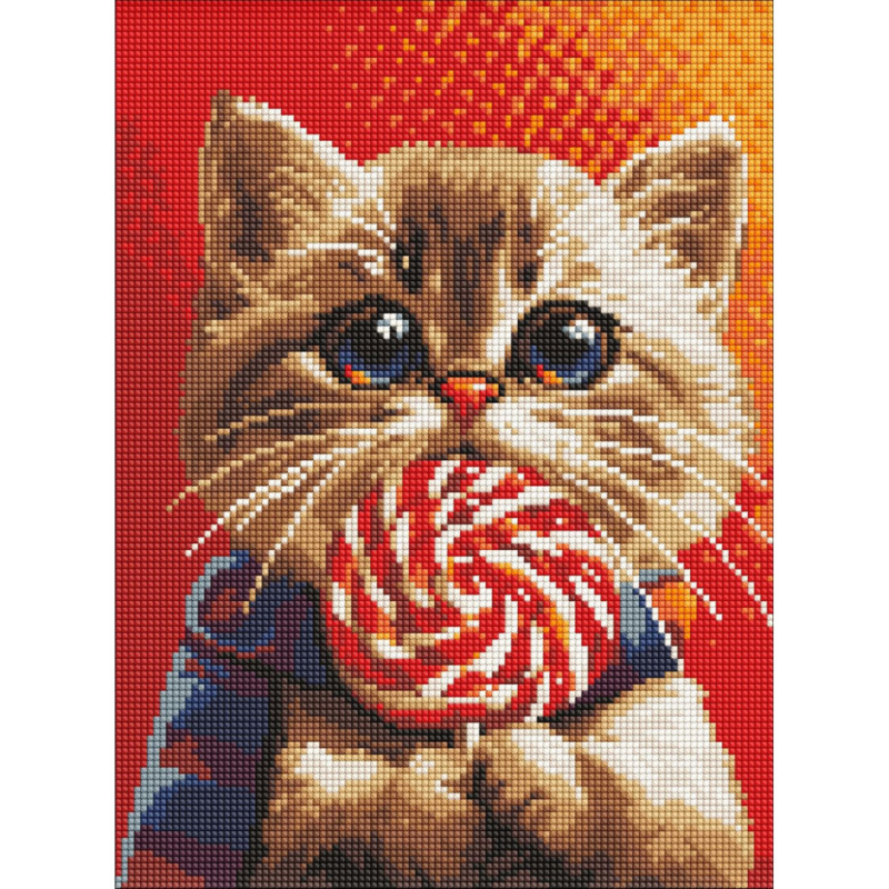 Алмазна мозаїка “Котик із цукеркою“ AMO7976 30х40 см
