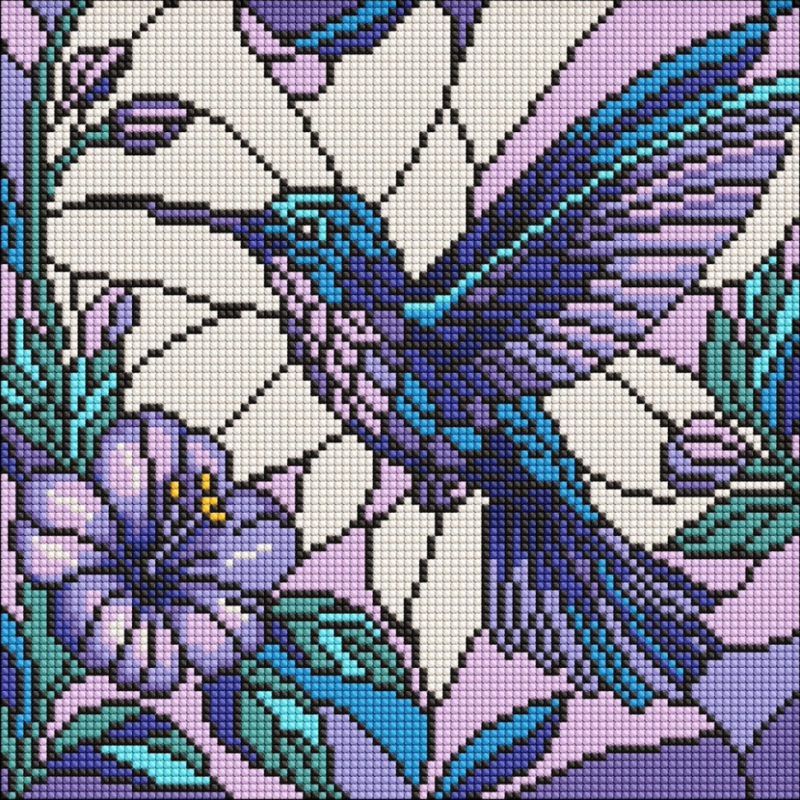 Алмазна мозаїка “Вітраж. Колібрі“ ©art_selena_ua AMO8319, 30х30 см